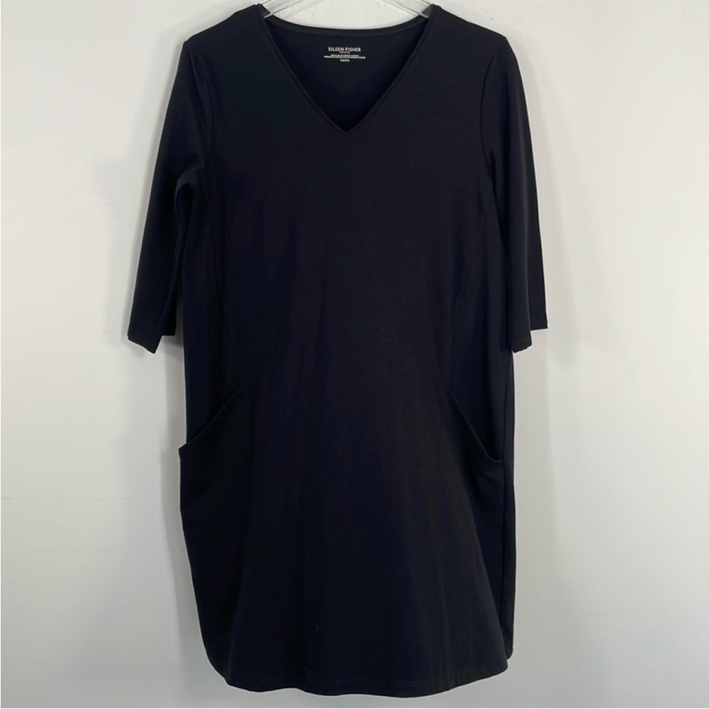 Eileen Fisher Black Organic Cotton Stretch Jersey DresscSz MP